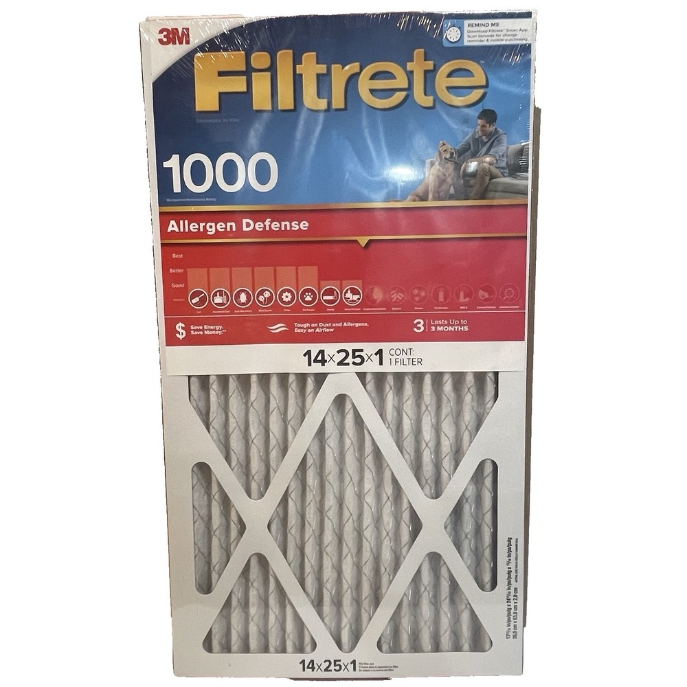 3M Filtrete Model 9804-4 Allergen Defense Air Filter Furnace AC 4 Pack 14X25X1